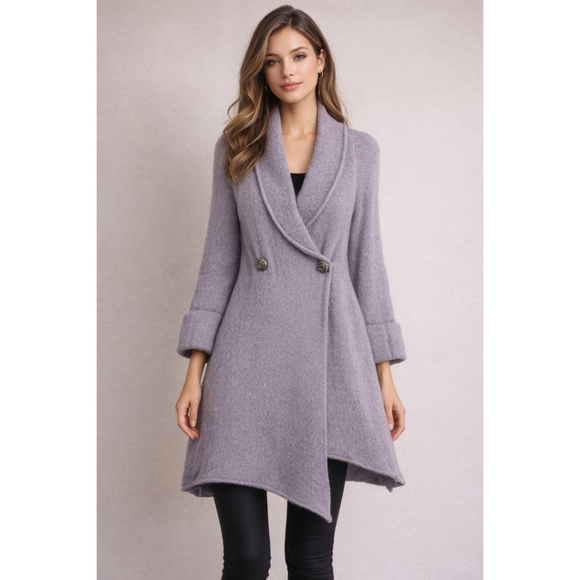 Soft Surroundings Sweaters - Soft Surroundings Telluride Topper Lilac Mohair Wool Blend Cardigan Medium